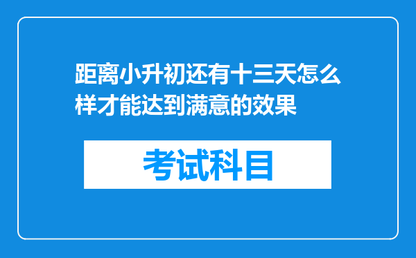 距离小升初还有十三天怎么样才能达到满意的效果