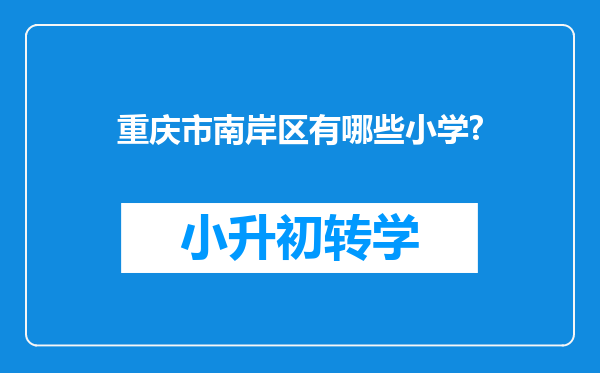 重庆市南岸区有哪些小学?