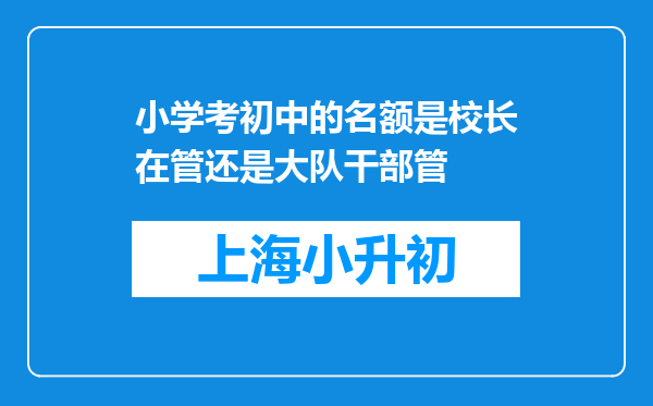 小学考初中的名额是校长在管还是大队干部管