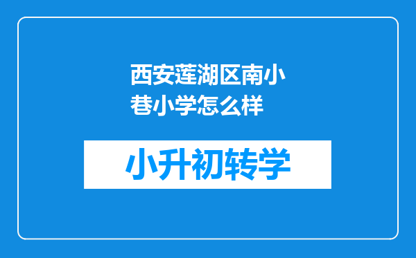 西安莲湖区南小巷小学怎么样