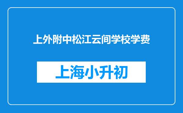 上外附中松江云间学校学费