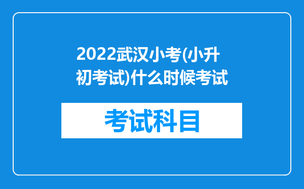 2022武汉小考(小升初考试)什么时候考试