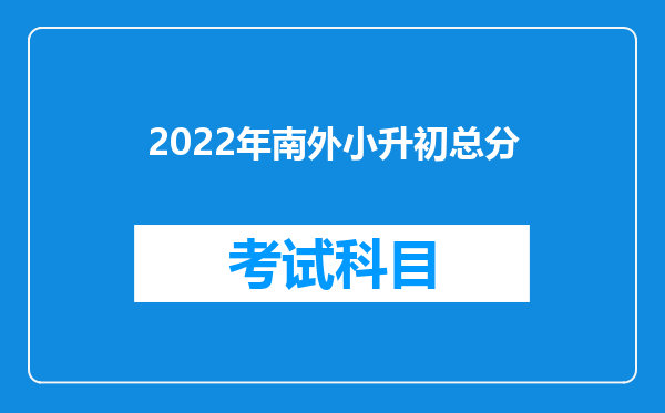 2022年南外小升初总分