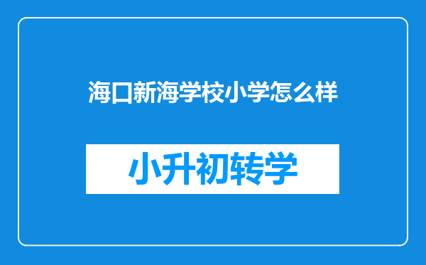 海口新海学校小学怎么样