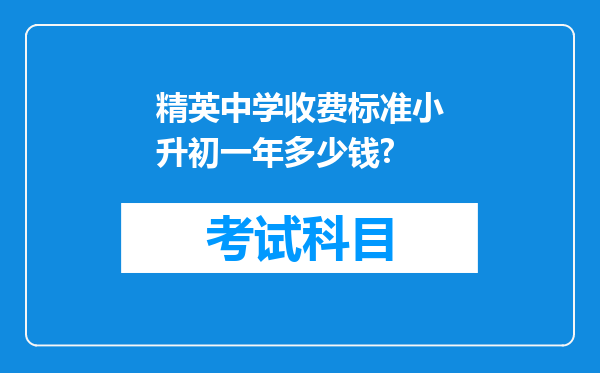 精英中学收费标准小升初一年多少钱?