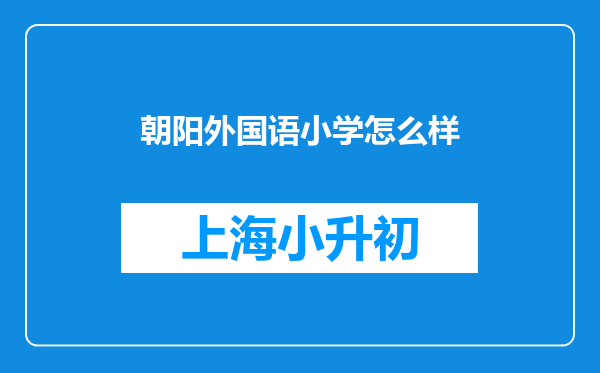 朝阳外国语小学怎么样