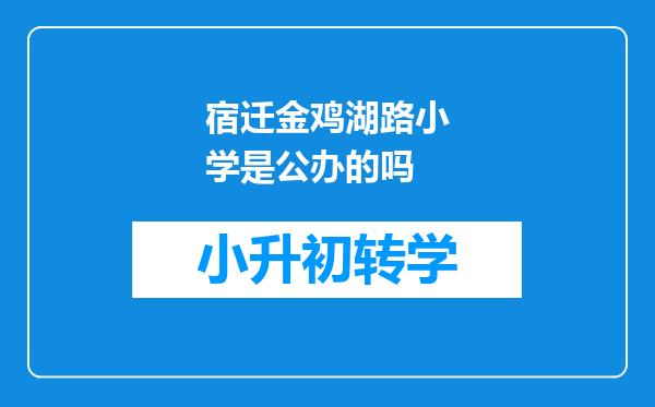 宿迁金鸡湖路小学是公办的吗