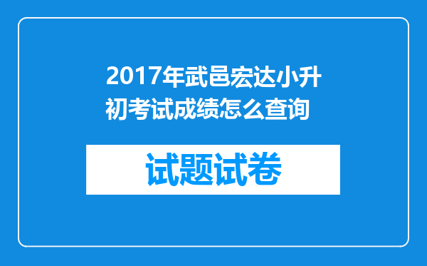 2017年武邑宏达小升初考试成绩怎么查询