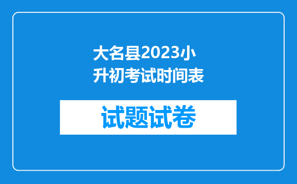 大名县2023小升初考试时间表