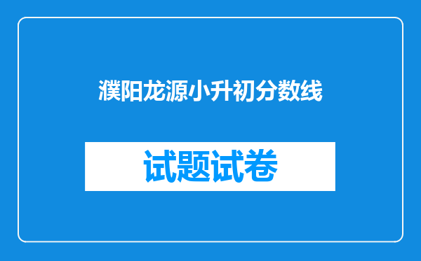 濮阳龙源小升初分数线