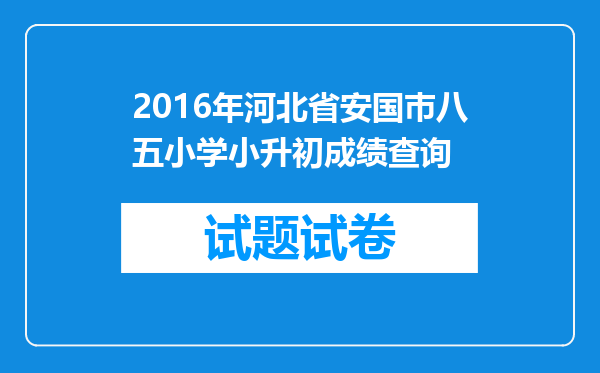 2016年河北省安国巿八五小学小升初成绩查询