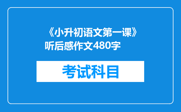 《小升初语文第一课》听后感作文480字