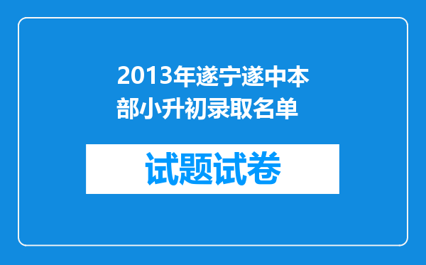 2013年遂宁遂中本部小升初录取名单