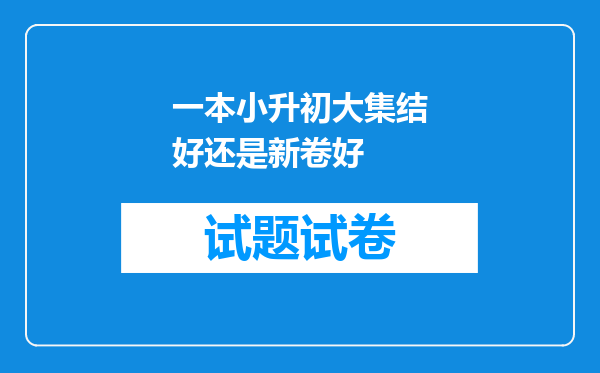 一本小升初大集结好还是新卷好