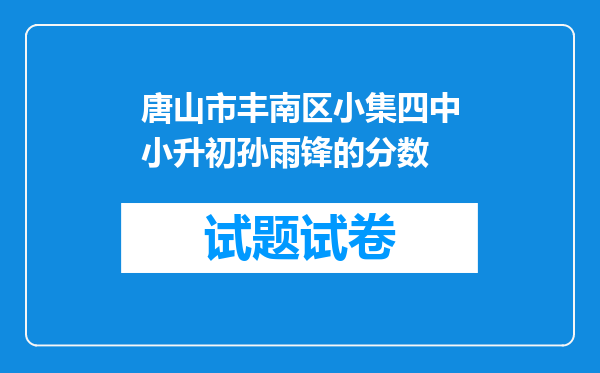 唐山市丰南区小集四中小升初孙雨锋的分数