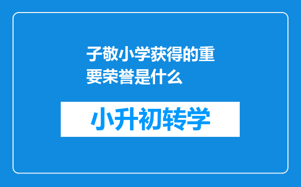 子敬小学获得的重要荣誉是什么