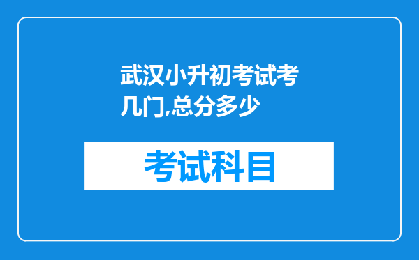 武汉小升初考试考几门,总分多少