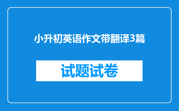 小升初英语作文带翻译3篇