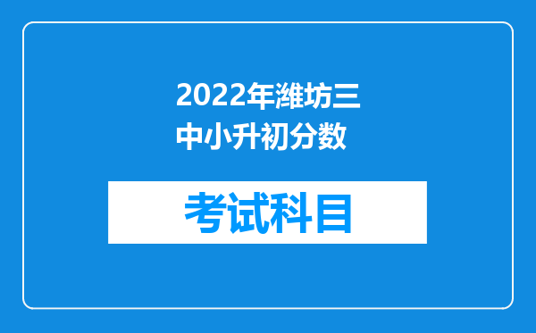 2022年潍坊三中小升初分数