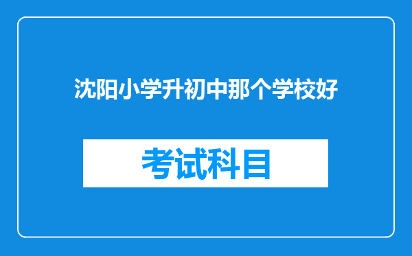 沈阳小学升初中那个学校好