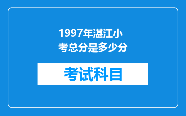 1997年湛江小考总分是多少分