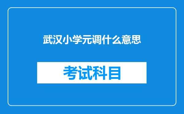 武汉小学元调什么意思