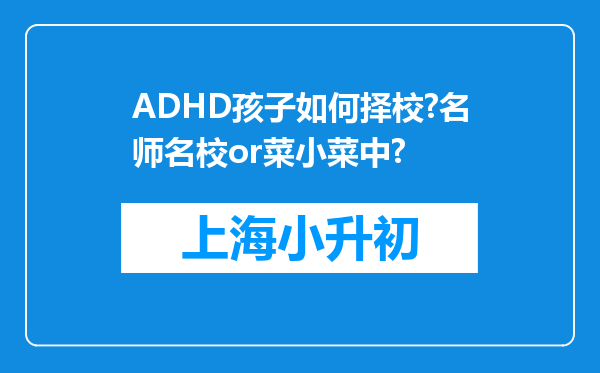 ADHD孩子如何择校?名师名校or菜小菜中?