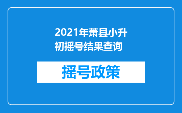 2021年萧县小升初摇号结果查询