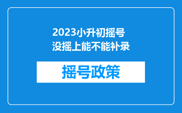 2023小升初摇号没摇上能不能补录