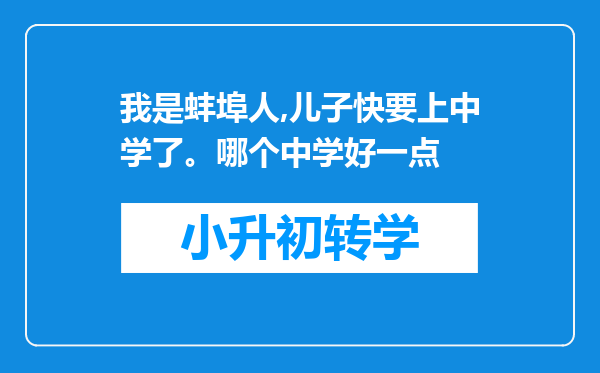 我是蚌埠人,儿子快要上中学了。哪个中学好一点