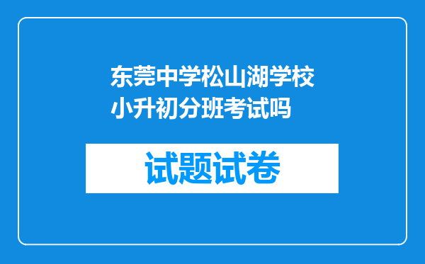 东莞中学松山湖学校小升初分班考试吗