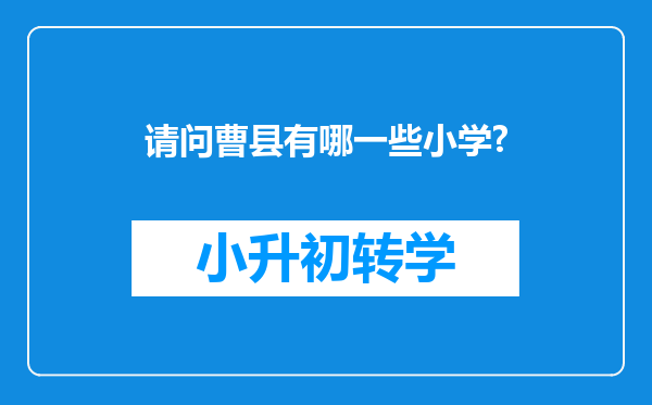 请问曹县有哪一些小学?