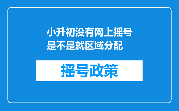 小升初没有网上摇号是不是就区域分配