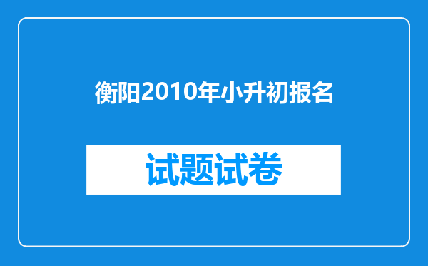 衡阳2010年小升初报名