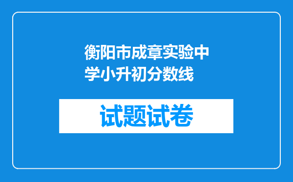 衡阳市成章实验中学小升初分数线