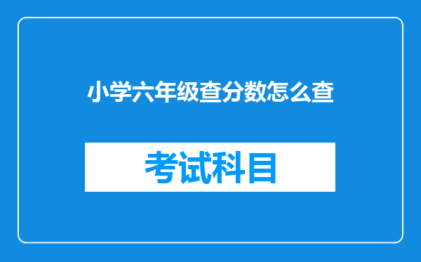 小学六年级查分数怎么查