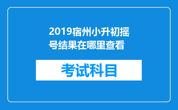 2019宿州小升初摇号结果在哪里查看