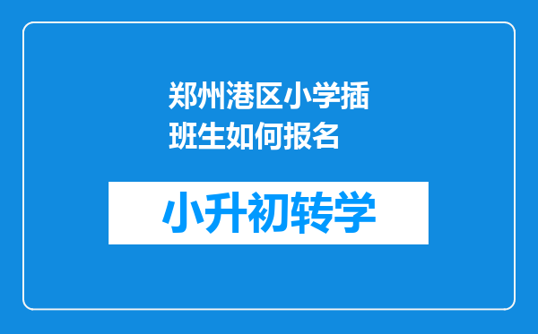 郑州港区小学插班生如何报名