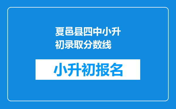 夏邑县四中小升初录取分数线