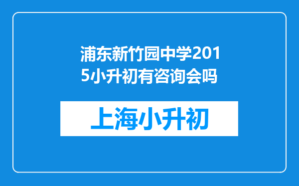 浦东新竹园中学2015小升初有咨询会吗