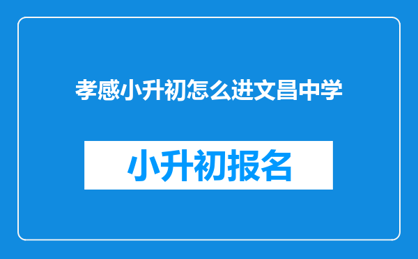 孝感小升初怎么进文昌中学