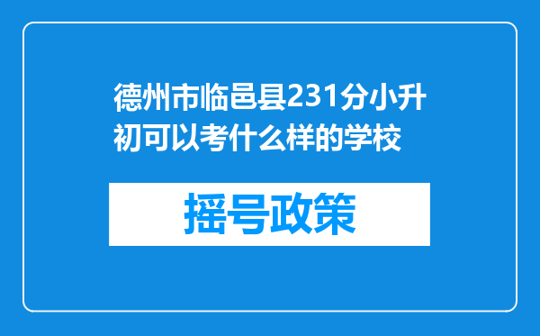 德州市临邑县231分小升初可以考什么样的学校