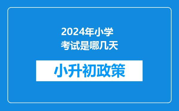 2024年小学考试是哪几天