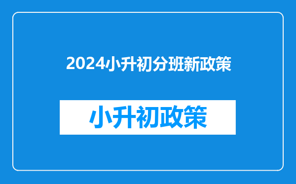 2024小升初分班新政策