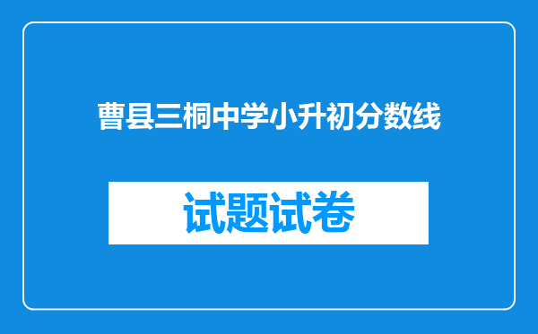 曹县三桐中学小升初分数线