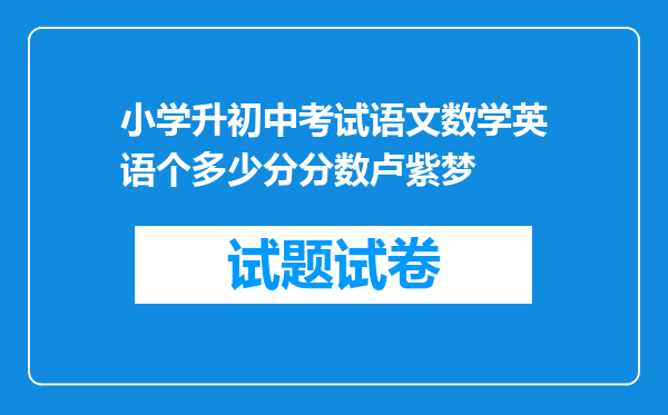 小学升初中考试语文数学英语个多少分分数卢紫梦