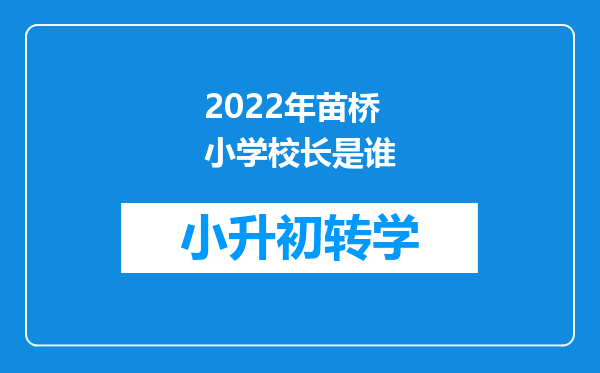 2022年苗桥小学校长是谁