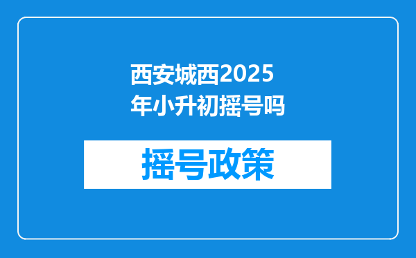 西安城西2025年小升初摇号吗