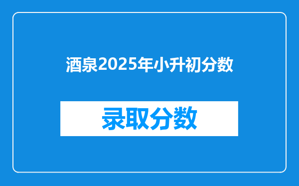 酒泉2025年小升初分数