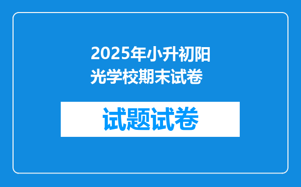 2025年小升初阳光学校期末试卷